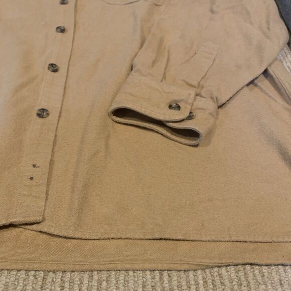 Vintage Cabelas Shirt Mens 3XLT Khaki Deerskin Soft Chamois Long Sleeve Pockets - Picture 4 of 8